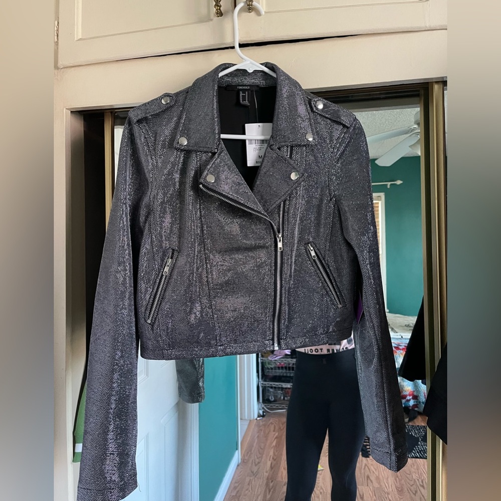 Metallic moto jacket
